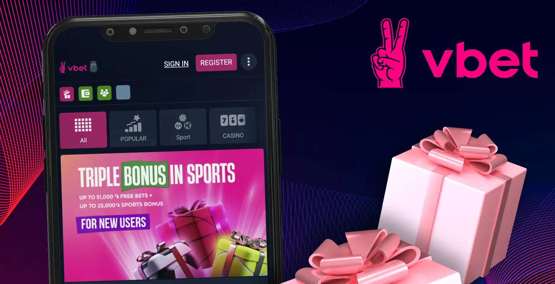 Capture d'écran de l'app VBet Casino